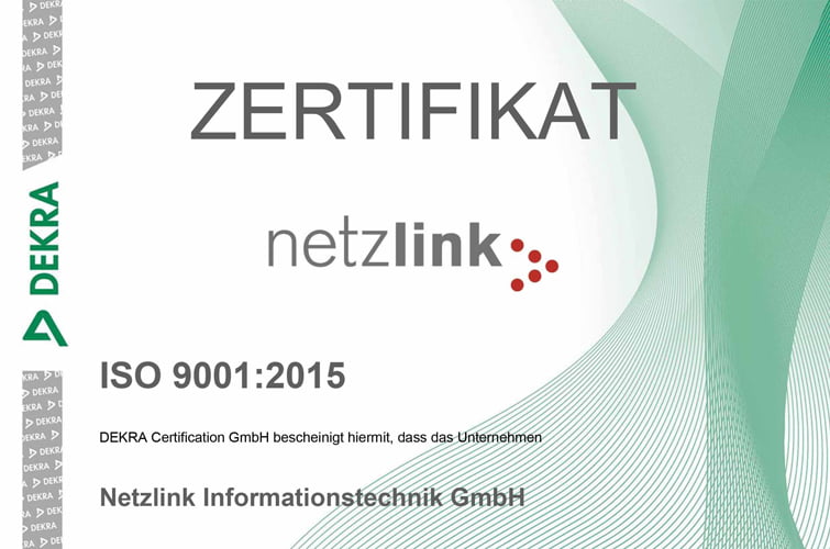 Netzlink ist ISO 9001 zertifiziert